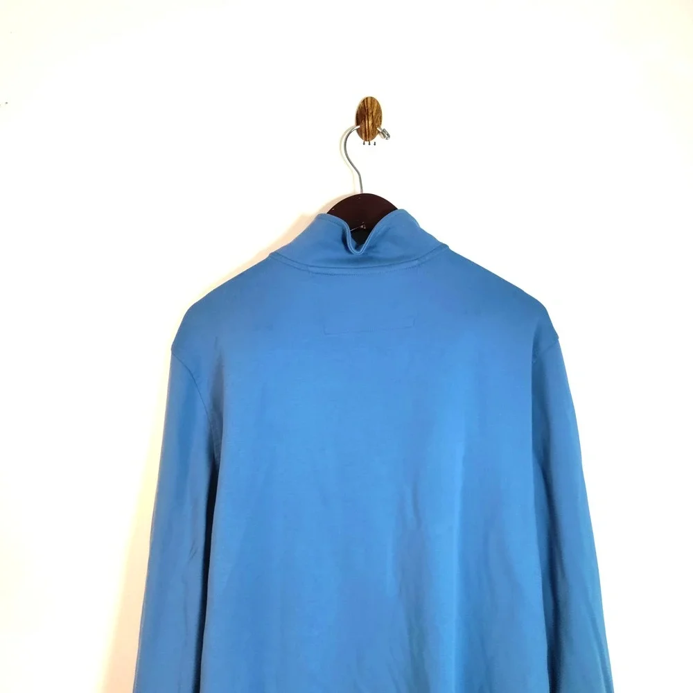 Banana Republic XL Blue 1/4 Snap Mock‎ Neck Pullover Long Sleeve Nautical Casual